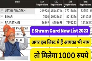 E Shram Card List 2023: ई श्रम कार्ड धारकों के लिए खुशखबरी, सबके खाते में आई 1000 रुपये की रकम, यहां देखे